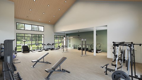 a gym with weights and other exercise equipment