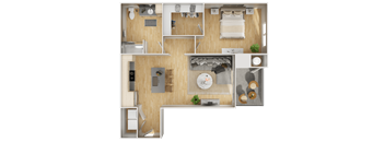 a floor plan of a 1 bedroom apartment