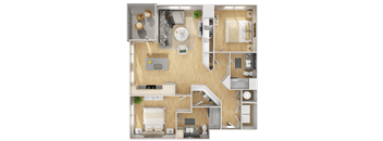 a floor plan of a 3 bedroom apartment