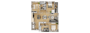 a floor plan of a 3 bedroom apartment