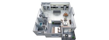 1 bed 1 bath floor plan A at Cycle Apartments, Fort Collins, CO