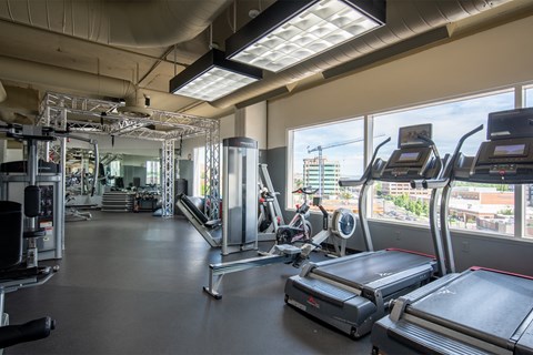 a view of the inside of a machine shop at The Lucy Boise Apartments, Boise, Idaho