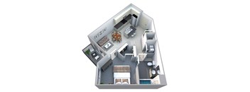 1 bed 1 bath floor plan C at Cycle Apartments, Colorado