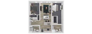 A2 Two Bedroom Two Bathroom Floor Plan at The Clara, Eagle, 83616