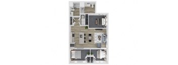 A3 Three Bedroom Two Bathroom Floor Plan at The Clara, Eagle, Idaho