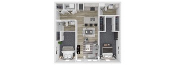 B2 Two Bedroom Two Bathroom Floor Plan at The Clara, Idaho