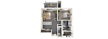 One Bedroom, One Bathroom Large Floor Plan at Jasper Apartments, Idaho