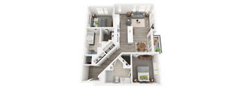 a 3d floor plan of a home with a bedroom and living room