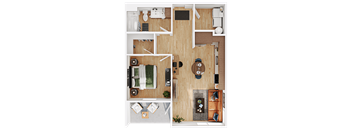 a floor plan of a house with a bedroom and a living room