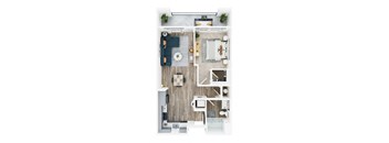 1 bed 1 bath floor plan A at Seasons at Meridian, Meridian