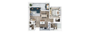 1 bed 1 bath floor plan C at Seasons at Meridian, Meridian, ID
