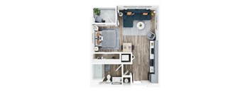 Studio 1 bath floor plan A at Seasons at Meridian, Meridian, ID, 83642