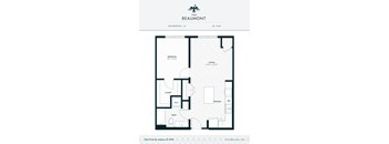 A1 One Bedroom One Bathroom Floorplan at The Beaumont Apartments, Montana