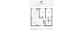 B1 Two Bedroom One Bathroom Floorplan at The Beaumont Apartments, Montana, 59715