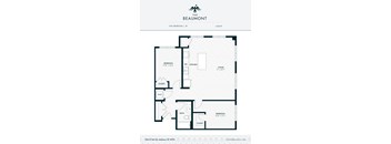 B3 Two Bedroom One Bathroom Floorplan at The Beaumont Apartments, Bozeman, MT