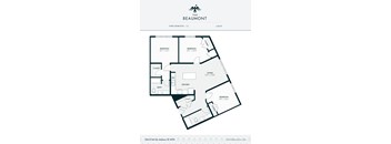 C2 Three Bedroom Two Bathroom Floorplan at The Beaumont Apartments, Bozeman, Montana 59715