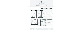 A floor plan for a three bedroom apartment is displayed.