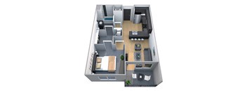 1 bed 1 bath floor plan G at Cycle Apartments, Fort Collins