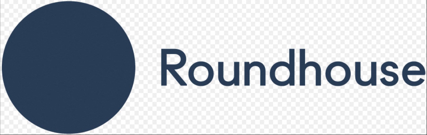 a blue roundhouse logo with a blue circle and the word roundhouse