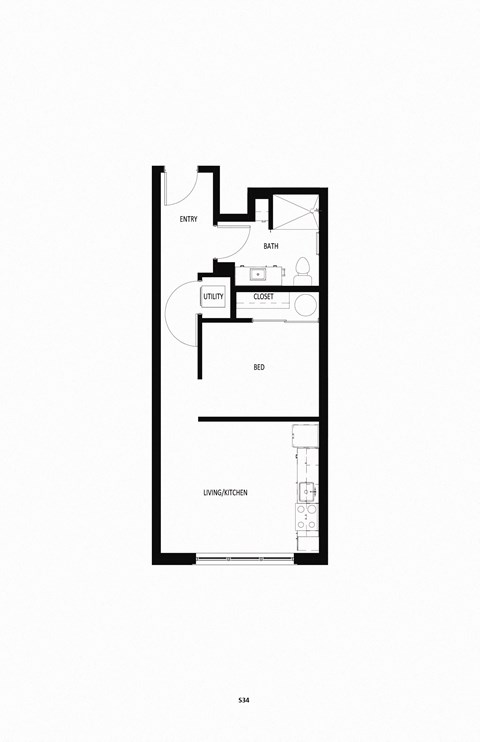 Open one-bedroom 1 bath floor plan  at The Lucy Boise Apartments, Idaho