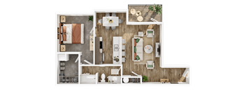 1Bed 1Bath Floorplan at Silverbrook Apartments, Kalispell