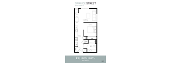A floor plan for an apartment on Spruce Street.