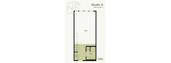 A floor plan for Studio A at 375-421 Sq Ft.