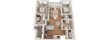 C1, 2 bed 2 bath floor plan at Sylvan Uptown, Denver