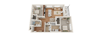 C4, 2 bed 2 bath floor plan at Sylvan Uptown,Colorado, Denver