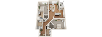 C9, 2 bed 2 bath floor plan at Sylvan Uptown, Denver, CO, 80203