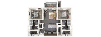 a floor plan of a 1 bedroom apartment with a bathroom and a balcony