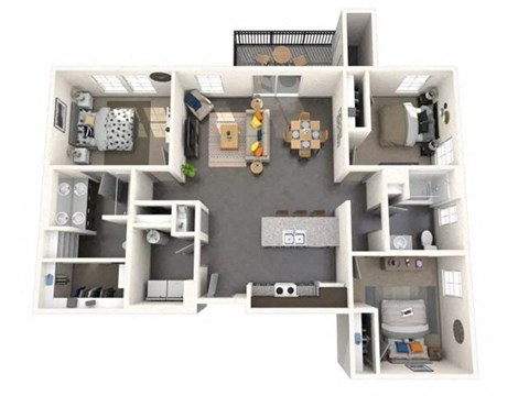 a floor plan of a two bedroom apartment with a bathroom and a balcony