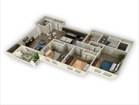 3 Bed, 2 Bath Floor Plan at Alloy at Geneva, Vineyard