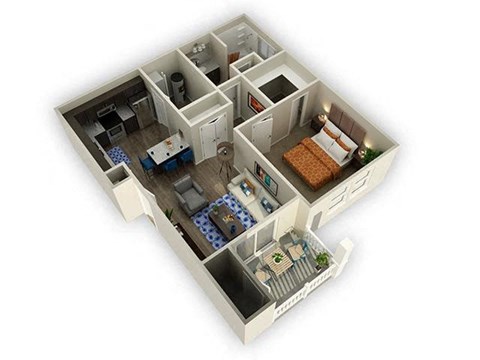 1 Bed 1 Bath Floor Plan at Alloy at Geneva, Vineyard, UT, 84058