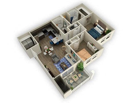 2 Bed 2 Bath Floor Plan at Alloy at Geneva, Vineyard