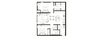 A black and white image of a floor plan for a house.