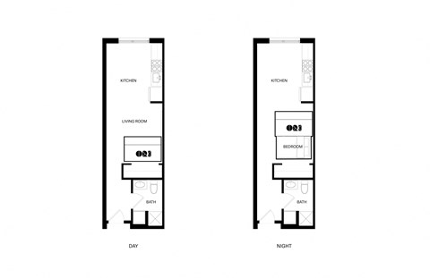 Flex studio 1 bath apartment floor plan at The Lucy Boise Apartments, Boise, 83702