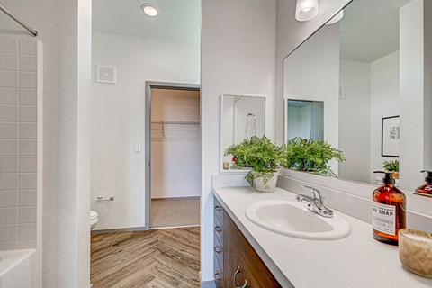 Renovated Bathrooms With Quartz Counters at Jasper Apartments, Idaho