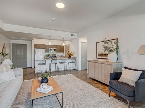 Living Room With Kitchen View at Jasper Apartments, Meridian