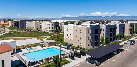Aerial View Of Pool And Surroundings at Jasper Apartments, Meridian