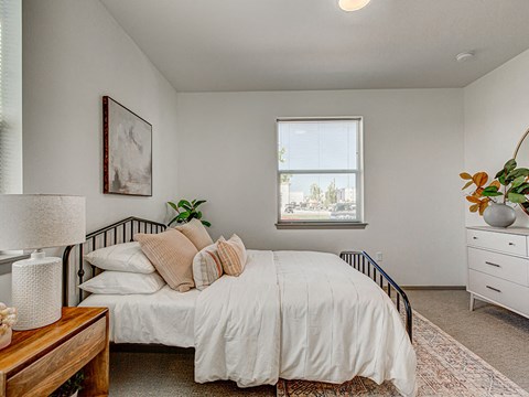 Bedroom With Expansive Windows at Jasper Apartments, Meridian, ID, 83642