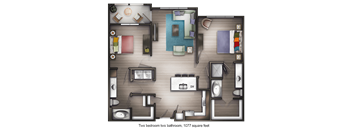 2 bedroom 2 bathroom Shiloh Floor Plan at Avenue C, Billings, MT, 59102