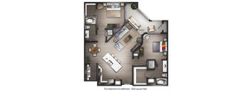 2 bedroom 2 bathroom Dahlia Floor Plan at Avenue C, Billings, Montana