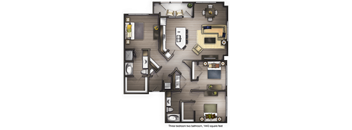 3 bedroom 2 bathroom  Yellowstone Floor Plan at Avenue C, Montana