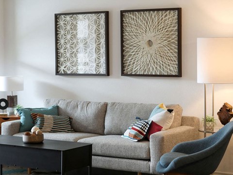 Comfortable Sofa In Living Area at Avenue C Apartments, Billings, Montana