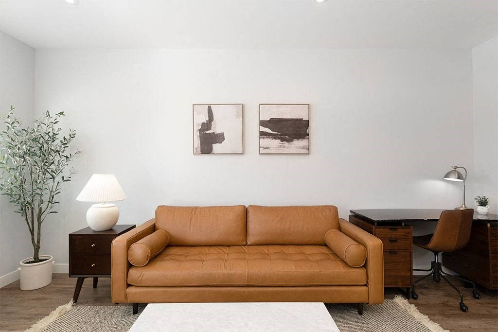 Living room area with sofa decorat The Expo Apartments, Billings, MT