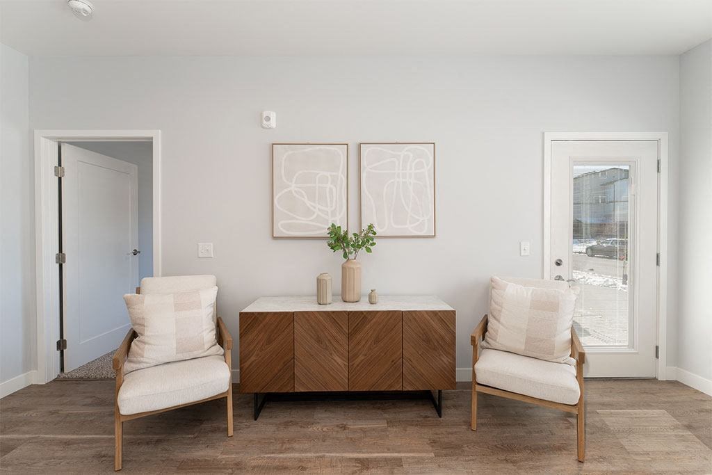 Living room area at The Expo Apartments, Montana, 59106