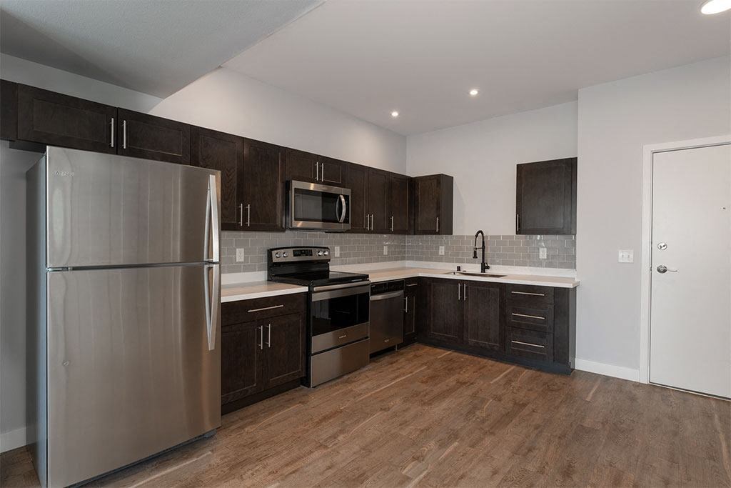 Cabinets and appliances at The Expo Apartments, Billings