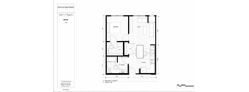 A floor plan for a 1-1 Type A apartment at Limmore Apartments.