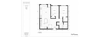 A floor plan of apartment unit 2-0 with dimensions and measurements.